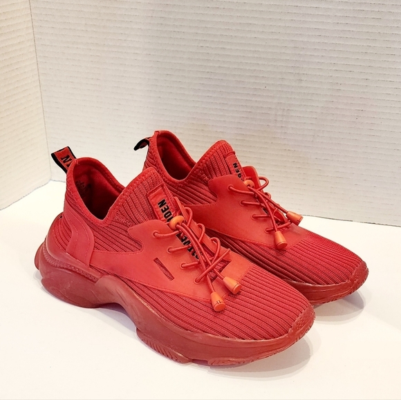 Steve Madden Match-K Trainers Mens with Translucent Sole in Red Sneakers Size 7 - Picture 2 of 9